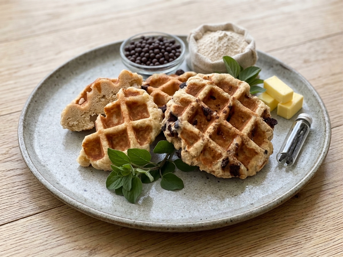 Waffle belga puro servido como base de producto